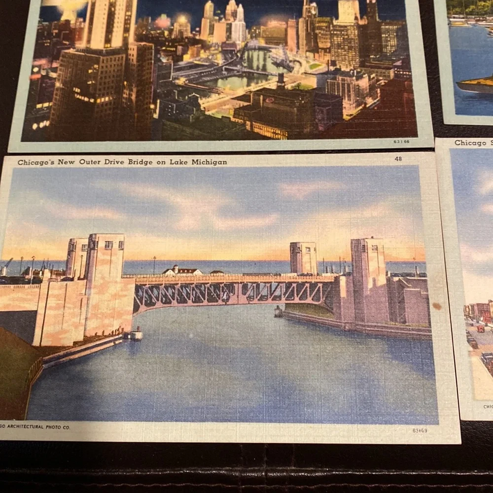 11 vintage postcards of Chicago from the 1940’s includes Comiskey Park